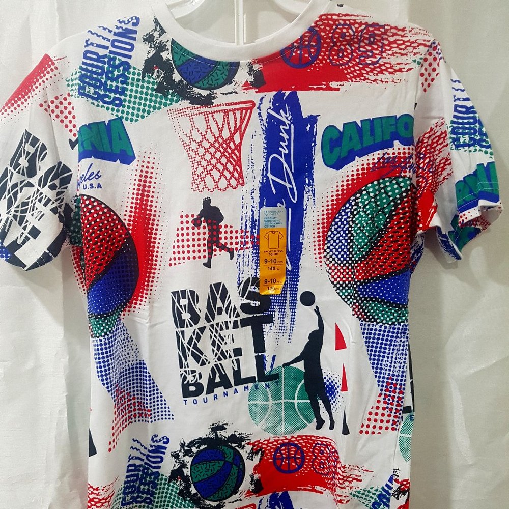 PRIMARK T-SHIRT BASKETCALL LOGO SIZES